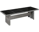 Garden Table 240x90x74 cm Poly Rattan and Glass - Grey MM-40634 6273995654167