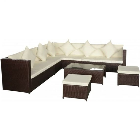 Dakota Fields - Bechtel 10 Seater Rattan Corner Sofa Set by Brown BUK42992 5045645272370