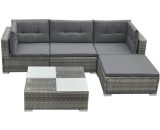 Dakota Fields - Beckwith 4 Seater Rattan Corner Sofa Set by Grey BUK42741 5045645272639