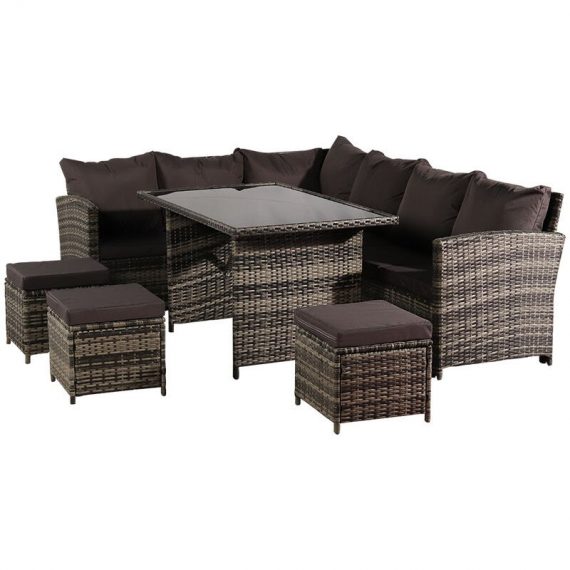 9 Seaters Rattan Furniture Set Oytdoor Garden Sofa with Coffee Tea Table FA1-G34000284+G34000285 707906379123