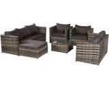 Famiholld - 8-Seat Garden Rattan Furniture Dinning Sets Patio Outdoor Sofa With Free Rain Cover Dark Gray Sofa Cover -Gray Rattan FA1-G34000328+G34000330+G34000333+G34000334