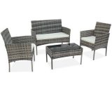 4PCS Outdoor Living Room Balcony Garden Home Rattan Furniture-Gray FA1-G56000049