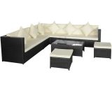 Dakota Fields - Bechtel 10 Seater Rattan Corner Sofa Set by Black BUK42993 5045645272387