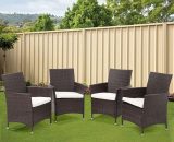 Set of 4 Garden Rattan Chairs Lounge Cushioned Garden Chairs - Livingandhome LG0905 735940291965