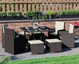 Home Discount - Cuba Rattan Garden Furniture 8 Seater Folding Dining Set Outdoor Table & Chairs, Brown 3331435 5056512962164