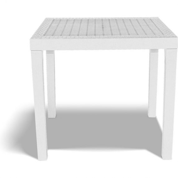 Poker - 78x65 cm polyrattan table with white rattan-effect woven finish WHT-TV-PKR 8058946870425