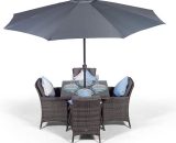 Modern Furniture Direct - Savannah Rattan Dining Set Square 4 Seater Grey Rattan Dining Set | Outdoor Rattan Garden Table & Chairs Set | Wicker SAVRGF21 5060521524312