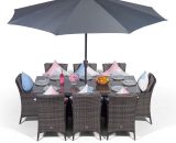 Modern Furniture Direct - Savannah Rattan Dining Set | Large Rectangle 8 Seater Grey Rattan Dining Set | Outdoor Rattan Garden Table & Chairs Set | SAVRGF23 5060521524336