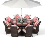 Modern Furniture Direct - Arizona Large 8 Seater Brown Rattan Dining Set with Ice Bucket Drinks Cooler | Outdoor Rattan Garden Table & Chairs Set ARIRGF12 5060521524206