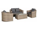 Alice's Garden - Valentina: 4-seater round rattan garden sofa set, natural / charcoal grey - Beige RWH3101AT 3760247267600