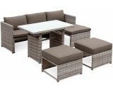 Alice's Garden - Reggiano: 6-seater rounded rattan garden sofa set with table, mixed grey - Grey WK100R5SOFAGY 3760247262155