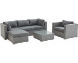 Alice's Garden - 5 seater rattan garden furniture sofa set table, grey weave. Conservatory furniture. Ready assembled. - Grey W007GREYGY 3760216535280
