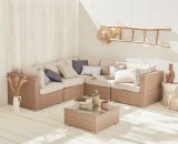 Alice's Garden - 5-seater rattan garden furniture corner sofa set table - Napoli beige. Patio conservatory. Ready assembled. - Beige W004NATBGUK 3760350652591