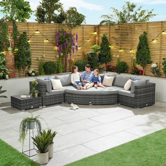 Nova - Deluxe Hampton Outdoor Rattan Corner Set - Garden Sofa with Coffee Table & Footstool - Grey NOV-S-2008G 5053149097344