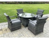 Fimous - Rattan Garden Furniture Dining Set Table And Chairs Wicker Patio Outdoor 4 chairs plus medium round table A100285656 768494625986