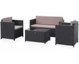 Perugia: 4 seater rattan garden lounge set, chocolate / brown - Brown WK3101LQCHBN 3760287181195