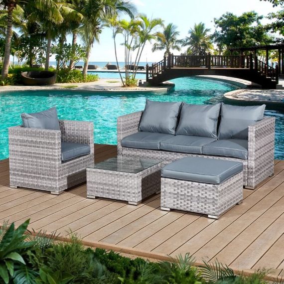 Acorn Rattan 5 Seat Lounge Sofa Set in Dove Grey 106376 5056010143263