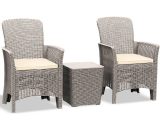 Centurion Supports - ophelia 3-Piece Rattan Garden Furniture High Back Armchair Set with Side Table in Grey Ophelia Set Grey 5032659897897
