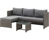 Home Detail - Corner L-Shape Outdoor Rattan 3PC Garden Furniture Set - Brown/Grey 46040 5060678405496