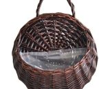 Flower Pot Hanging Basket Wall Decor Rattan Basket with Simple Handles, for Home Garden Wedding Wall Decor Style 3 Small QE-0087 8473091047537