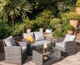 Cote garden sofa set - 4 seater - grey rattan - Grey CS-COTE-GRY 5056301626680