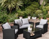 Cote garden sofa set - 4 seater - black rattan - Black CS-COTE-BK 5056301626697