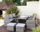 10 Seater Rattan Cube Outdoor Dining Set - Grey Weave - Grey DS-CUBE-10-GRY 5056301626826