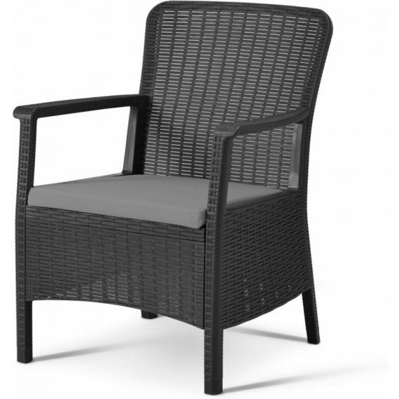 Two Newtown Outdoor Rattan Armchairs - Anthracite NTF-NEWARM-IKOOL 7425321333348
