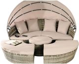 210cm Rattan Sun Island Day Bed in Grey with Waterproof Cover SUN210gryCOV 5057289678531