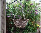 14" Garden Rattan Hanging Baskets Indoor Outdoor Hanging Planter Plant Pots Rattan Wicker Hanging Basket (14" Round Rattan Basket) HB14R 5013478135841