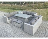 Fimous U Shape Lounge Rattan Garden Furniture Set Adjustable Rising Lifting Table Dining Set With Side Coffee Tea Table Stool 400010101091340AB 9331632452525