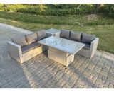 Fimous Rattan Garden Funiture Set Height Adjustable Rising Lifting Table Sofa Dining Set With Side Coffee Tea Table 40001010940AB 9331632452013