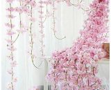 Artificial cherry blossom wreath hanging rattan for wall decoration 2M each wreath flower diameter 6CM Y0038-UK3-230210-14055 7068460650954