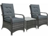Outsunny - Rattan 3PCs Chair Table Bistro Set Patio Set w/ Steel Frame Grey - Grey 5056399127564 5056399127564