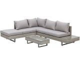 3pc Rattan Wicker Sofa Set Furniture Patio Tea Table Set with Cushions - Grey - Outsunny 5056399126475 5056399126475