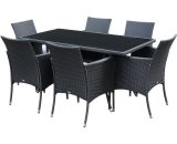 Outsunny - 7pc Rattan Garden Furniture Dining Set Wicker Patio Conservatory Seater - Black 5055974823235 5055974823235