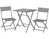 Outsunny - 3 Pcs Metal & Rattan Frame Bistro Set w/ Table Chairs Garden Furniture - Grey 5056399123535 5056399123535