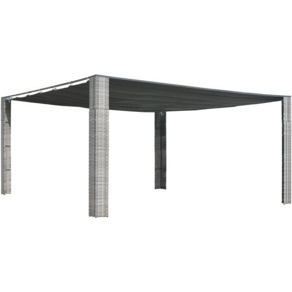 Vidaxl - Gazebo with Sliding Roof Poly Rattan 400x400x200 cm Grey and Anthracite Anthracite 8718475711445 8718475711445