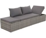 Outdoor Lounge Bed with Cushion & Pillows Poly Rattan Grey Vidaxl Grey 8720286663615 8720286663615