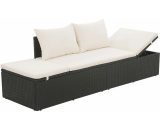 Outdoor Lounge Bed with Cushion & Pillows Poly Rattan Black Vidaxl Black 8720286663592 8720286663592