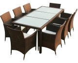 9 Piece Outdoor Dining Set with Cushions Poly Rattan Brown Vidaxl Brown 8718475506881 8718475506881