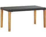 Asupermall - Garden Bench 120 cm Black Poly Rattan and Solid Acacia Wood 46488UK 791304243599