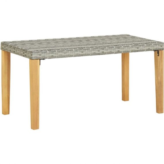Asupermall - Garden Bench 120 cm Grey Poly Rattan and Solid Acacia Wood 46489UK 791304243605