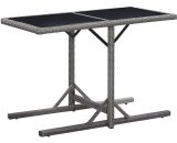 Garden Table Anthracite 110x53x72 cm Glass and Poly Rattan 46455UK 797394245505