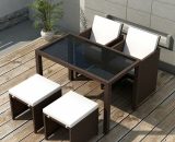 5 Piece Outdoor Dining Set with Cushions Poly Rattan Brown VDTD33976 - Topdeal VDTD33976_UK