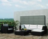 6 Piece Garden Lounge Set with Cushions Poly Rattan Black VDTD33984 - Topdeal VDTD33984_UK