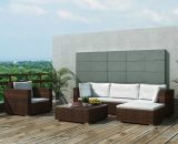 6 Piece Garden Lounge Set with Cushions Poly Rattan Brown VDTD33983 - Topdeal VDTD33983_UK