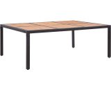 Garden Table Black 200x150x74 cm Poly Rattan and Acacia Wood FF46134_UK - Topdeal FF46134_UK 7894236083493