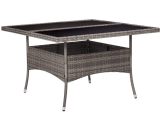 Outdoor Dining Table Grey Poly Rattan and Glass VDFF29970_UK - Topdeal VDFF29970_UK 7894236083530