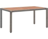 Garden Table Grey 150x90x75 cm Poly Rattan and Solid Acacia Wood FF46107_UK - Topdeal FF46107_UK 7894236083424